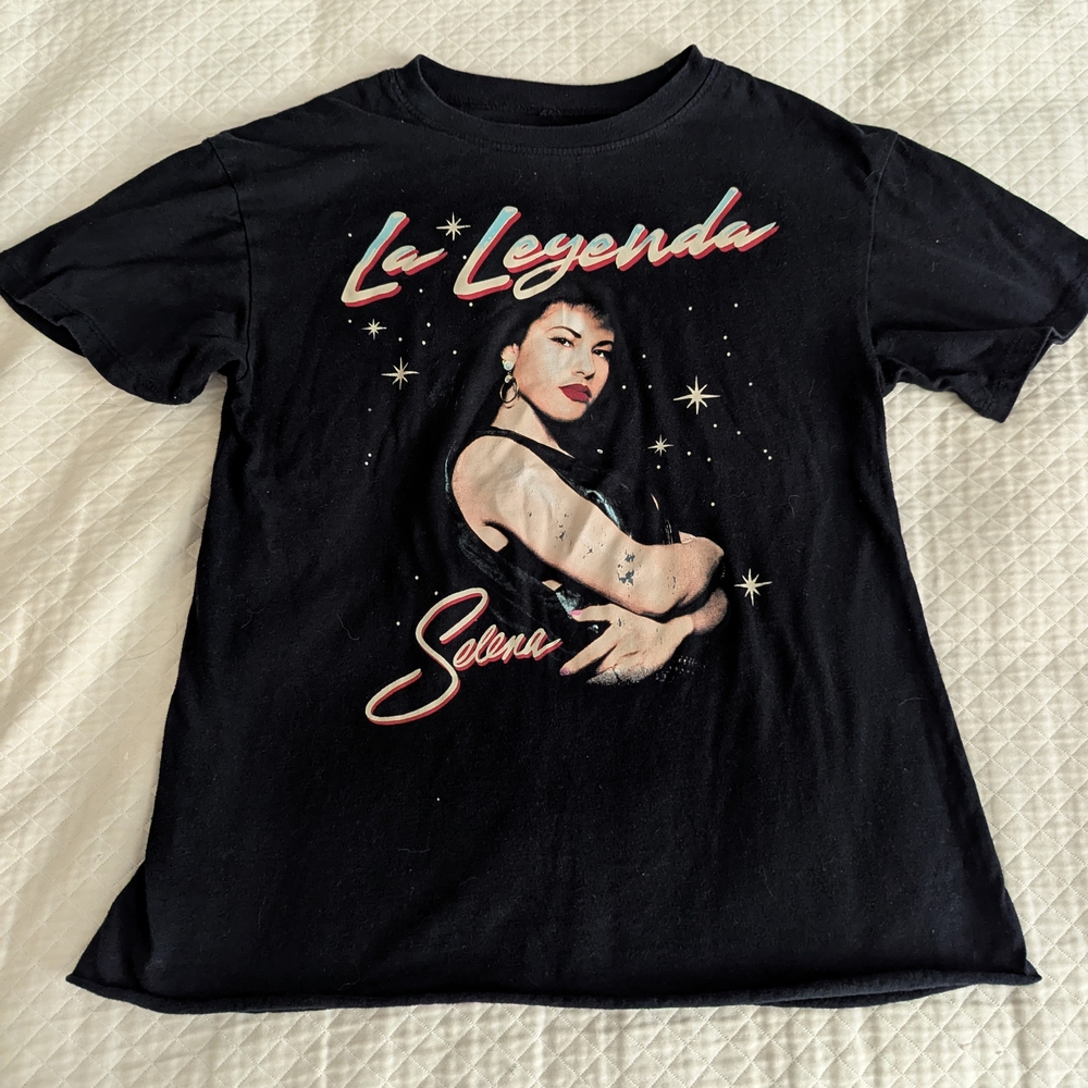 Black Graphic T-Shirt with Selena Design
